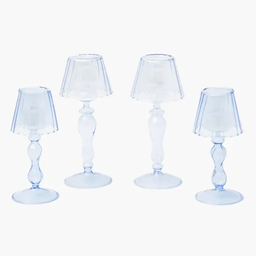 Mrs. Alice Blue Glass Lantern Tea Light Holder Set< Summer Candleware | Candle Holders