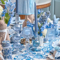 Mrs. Alice Blue Glass Lantern Tea Light Holders (Pair) - 24cm< Summer Candleware | Candle Holders