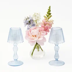 Mrs. Alice Blue Glass Lantern Tea Light Holder (Pair) - 18 cm< Summer Candleware | Candle Holders