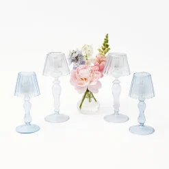 Mrs. Alice Blue Glass Lantern Tea Light Holder Set< Summer Candleware | Candle Holders