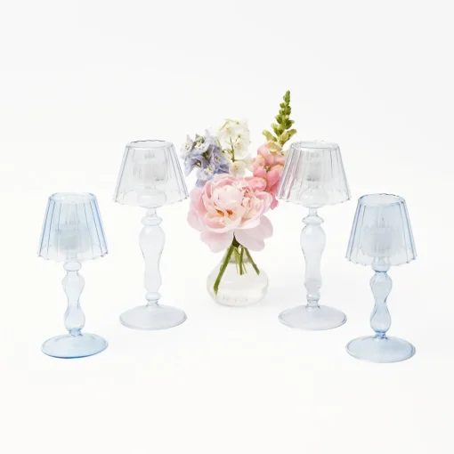 Mrs. Alice Blue Glass Lantern Tea Light Holder Set< Summer Candleware | Candle Holders