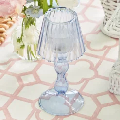 Mrs. Alice Blue Glass Lantern Tea Light Holder (Pair) - 18 cm< Summer Candleware | Candle Holders