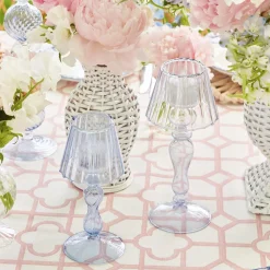 Mrs. Alice Blue Glass Lantern Tea Light Holder Set< Summer Candleware | Candle Holders