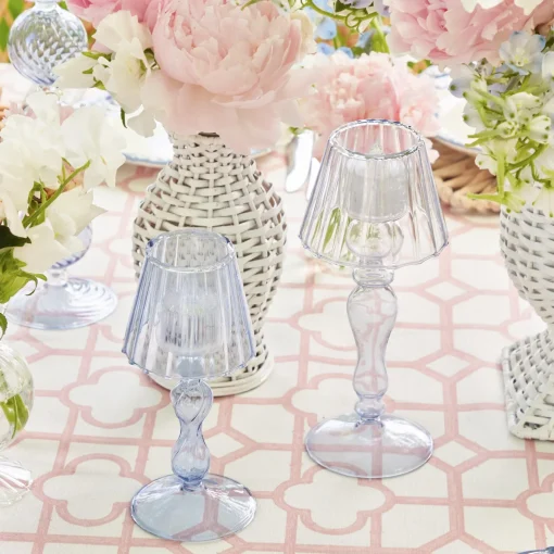 Mrs. Alice Blue Glass Lantern Tea Light Holder Set< Summer Candleware | Candle Holders