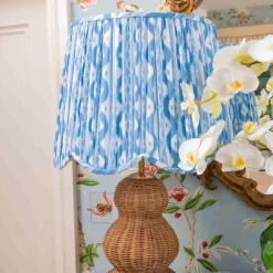 Mrs. Alice Blue Ikat Deep Scalloped Lampshade (40cm)< Lampshades