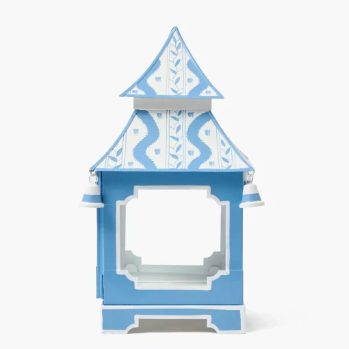 Mrs. Alice Blue Ikat Pagoda Lantern< Summer Candleware | Pagodas & Lanterns