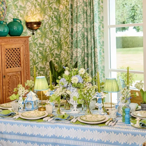 Mrs. Alice Blue Ikat Pagoda Lantern< Summer Candleware | Pagodas & Lanterns
