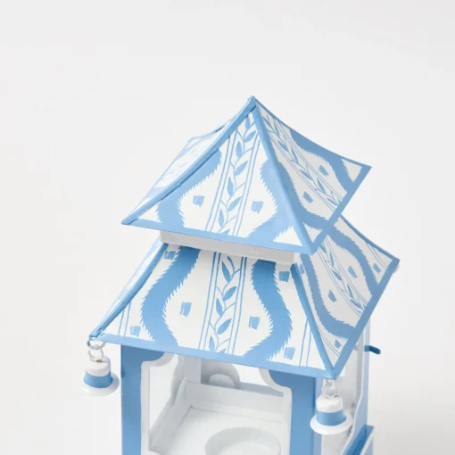 Mrs. Alice Blue Ikat Pagoda Lantern< Summer Candleware | Pagodas & Lanterns