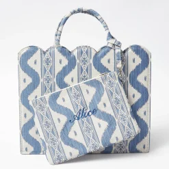 Mrs. Alice Blue Ikat Pochette< Mrs. Alice Tote Bags | Mrs. Alice Monogram