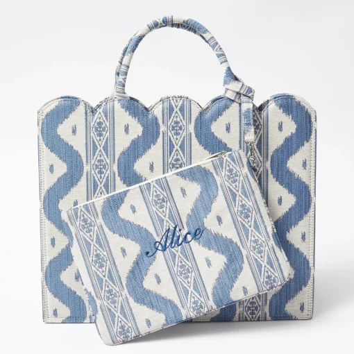 Mrs. Alice Blue Ikat Pochette< Mrs. Alice Tote Bags | Mrs. Alice Monogram
