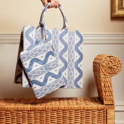 Mrs. Alice Blue Ikat Pochette< Mrs. Alice Tote Bags | Mrs. Alice Monogram