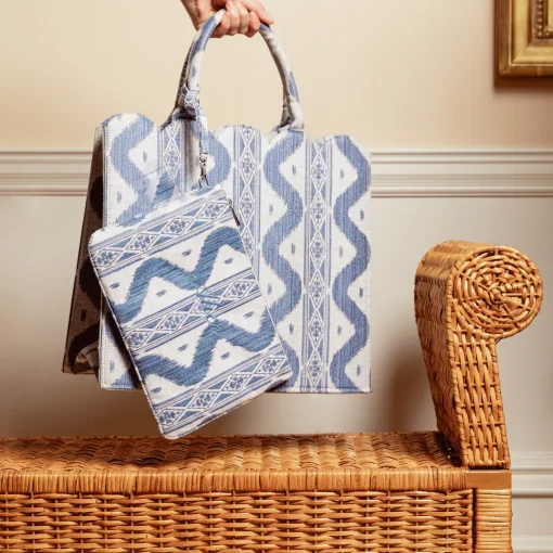 Mrs. Alice Blue Ikat Pochette< Mrs. Alice Tote Bags | Mrs. Alice Monogram