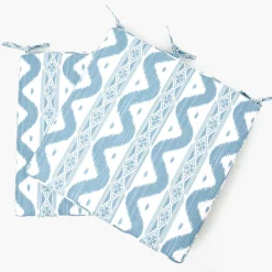 Mrs. Alice Blue Ikat Seat Pad Cushion< Cushions