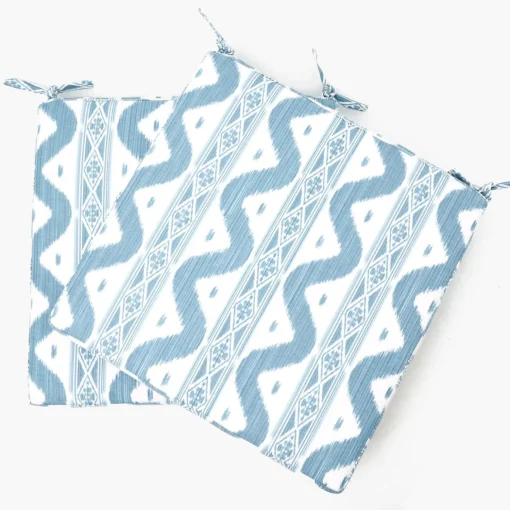 Mrs. Alice Blue Ikat Seat Pad Cushion< Cushions