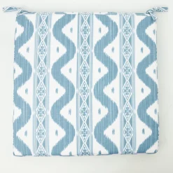 Mrs. Alice Blue Ikat Seat Pad Cushion< Cushions