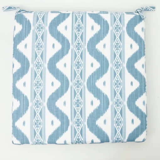 Mrs. Alice Blue Ikat Seat Pad Cushion< Cushions
