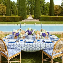 Mrs. Alice Blue Ikat Seat Pad Cushion< Cushions