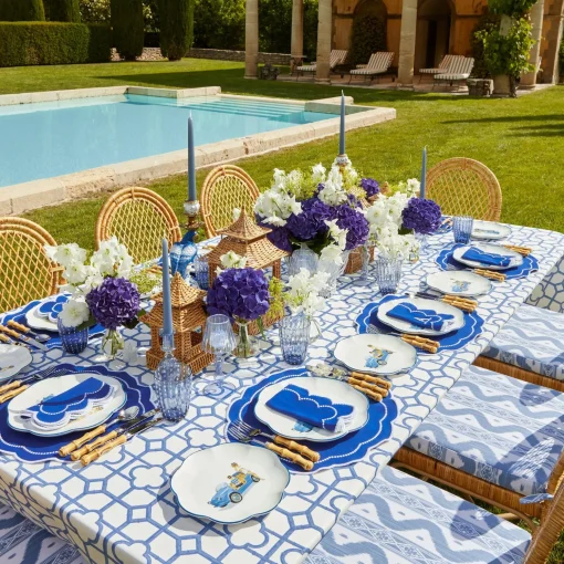 Mrs. Alice Blue Ikat Seat Pad Cushion< Cushions
