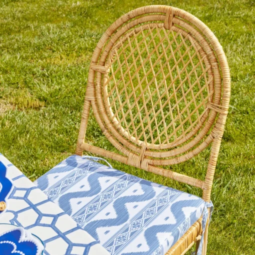Mrs. Alice Blue Ikat Seat Pad Cushion< Cushions