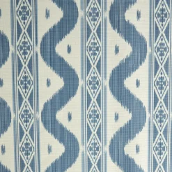 Mrs. Alice Blue Ikat Stripe Fabric< Serena Fresson Fabrics
