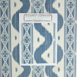Mrs. Alice Blue Ikat Stripe Fabric< Serena Fresson Fabrics