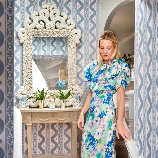 Mrs. Alice Blue Ikat Stripe Wallpaper< Serena Fresson Wallpapers