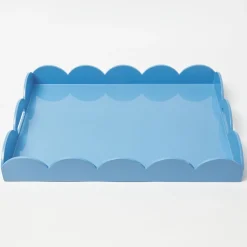 Mrs. Alice Blue Lacquer Scalloped Tray< Trays | For Her