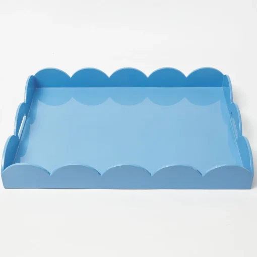 Mrs. Alice Blue Lacquer Scalloped Tray< Trays | For Her