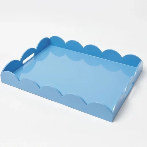 Mrs. Alice Blue Lacquer Scalloped Tray< Trays | For Her