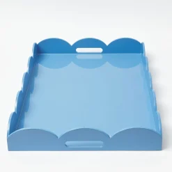 Mrs. Alice Blue Lacquer Scalloped Tray< Trays | For Her