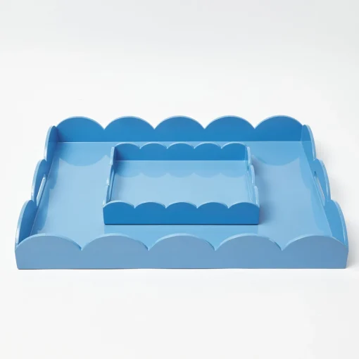 Mrs. Alice Blue Lacquer Scalloped Tray< Trays | For Her