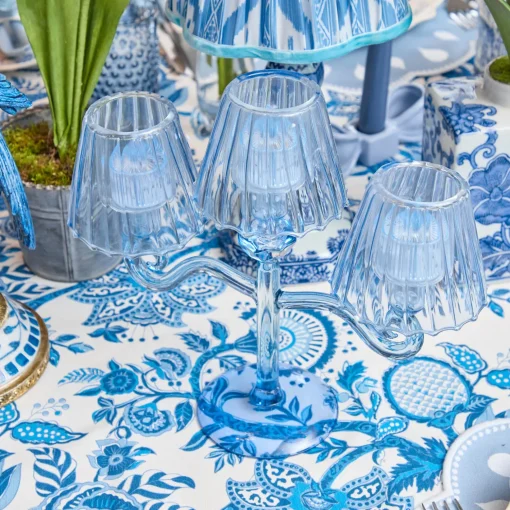 Mrs. Alice Blue Lantern Tealight Candleabra< Candle Holders | Pagodas & Lanterns