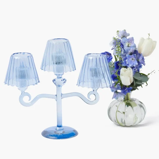 Mrs. Alice Blue Lantern Tealight Candleabra< Candle Holders | Pagodas & Lanterns