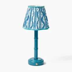 Mrs. Alice Blue Leonora Lacquer Rechargeable Lamp with Blue Ikat Shade (18cm)< Rechargeable Table Lamps