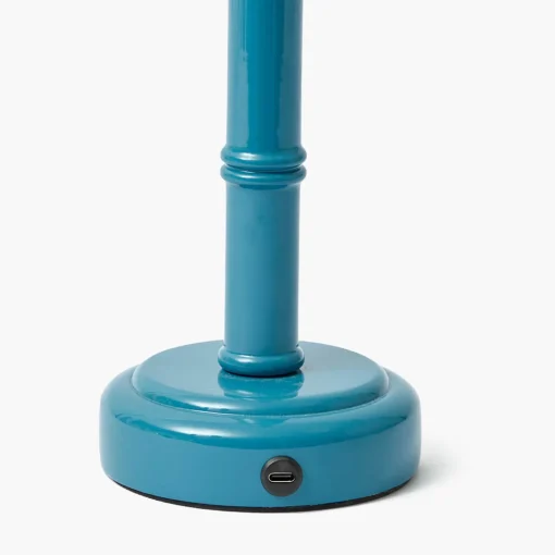Mrs. Alice Blue Leonora Lacquer Rechargeable Lamp with Blue Ikat Shade (18cm)< Rechargeable Table Lamps