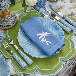 Mrs. Alice Blue Linen Palm Tree Napkins (Set of 4)< Summer Table Linen | Napkins