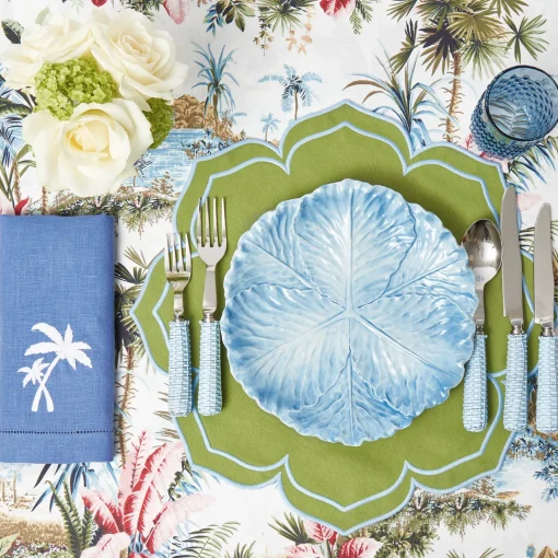 Mrs. Alice Blue Linen Palm Tree Napkins (Set of 4)< Summer Table Linen | Napkins