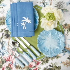 Mrs. Alice Blue Linen Palm Tree Napkins (Set of 4)< Summer Table Linen | Napkins