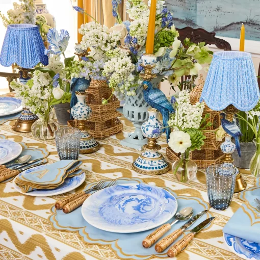 Mrs. Alice Blue Lotus Deep Scallop Lampshade (18cm)< Summer Lighting | Lampshades