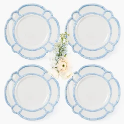 Mrs. Alice Blue Melamine Bamboo Dinner Plate (Set of 4)< Dinner Plates | Crockery Sets