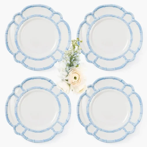 Mrs. Alice Blue Melamine Bamboo Dinner Plate (Set of 4)< Dinner Plates | Crockery Sets