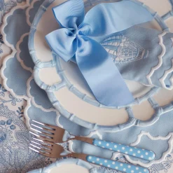 Mrs. Alice Blue Melamine Bamboo Dinner & Starter Plates (Set of 8)< Crockery Sets