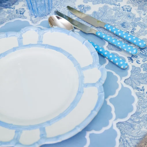 Mrs. Alice Blue Melamine Bamboo Dinner & Starter Plates (Set of 8)< Crockery Sets
