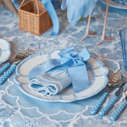 Mrs. Alice Blue Melamine Bamboo Dinner & Starter Plates (Set of 8)< Crockery Sets