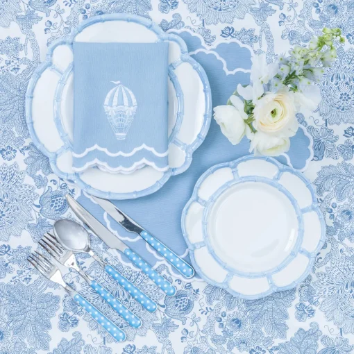Mrs. Alice Blue Melamine Bamboo Dinner & Starter Plates (Set of 8)< Crockery Sets