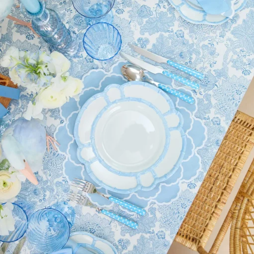 Mrs. Alice Blue Melamine Bamboo Dinner & Starter Plates (Set of 8)< Crockery Sets
