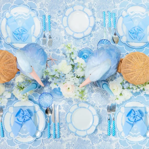 Mrs. Alice Blue Melamine Bamboo Dinner & Starter Plates (Set of 8)< Crockery Sets