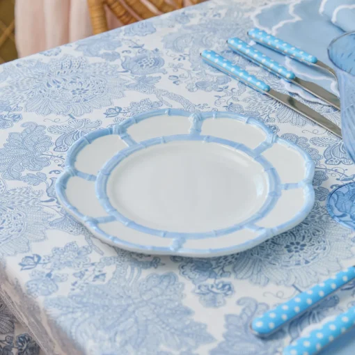 Mrs. Alice Blue Melamine Bamboo Dinner & Starter Plates (Set of 8)< Crockery Sets