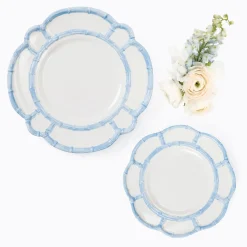Mrs. Alice Blue Melamine Bamboo Dinner & Starter Plates (Set of 8)< Crockery Sets