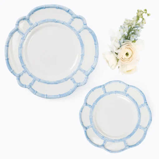 Mrs. Alice Blue Melamine Bamboo Dinner & Starter Plates (Set of 8)< Crockery Sets